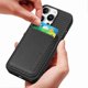 thumbnail image 2 of For iPhone 16 Pro Case Carbon Fiber Leather Back Cover with Detachable Card Bag - Black, 2 of 5
