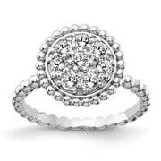 925 Sterling Silver CZ Round Ring Size: 8; for Adults and Teens; for Women and Men