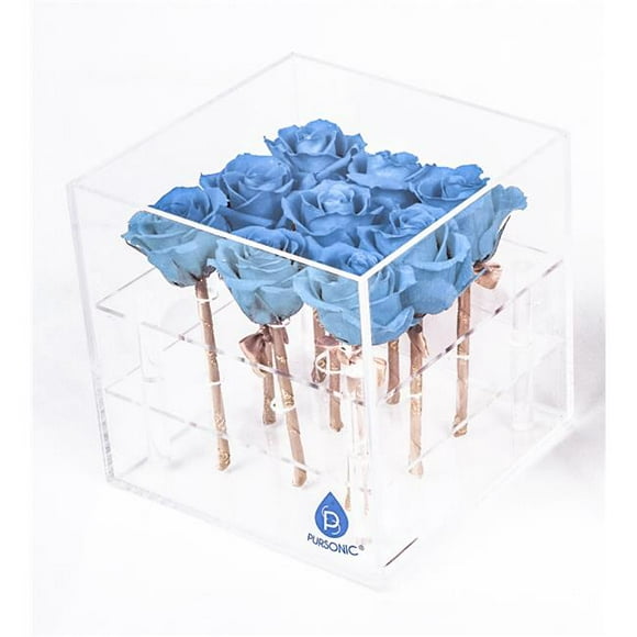 Pursonic PR9BE Preserved Roses&#44; Blue - 9 Count