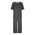 thumbnail image 5 of Baqcunre Women's Solid Color Homewear Set,Short Sleeve Crew Neck and Short Set,Size S-XXL,Pajamas for Women,Two Piece Sets for Women,Lounge Sets for Women,Womens Clothes,Color Grey, 5 of 6