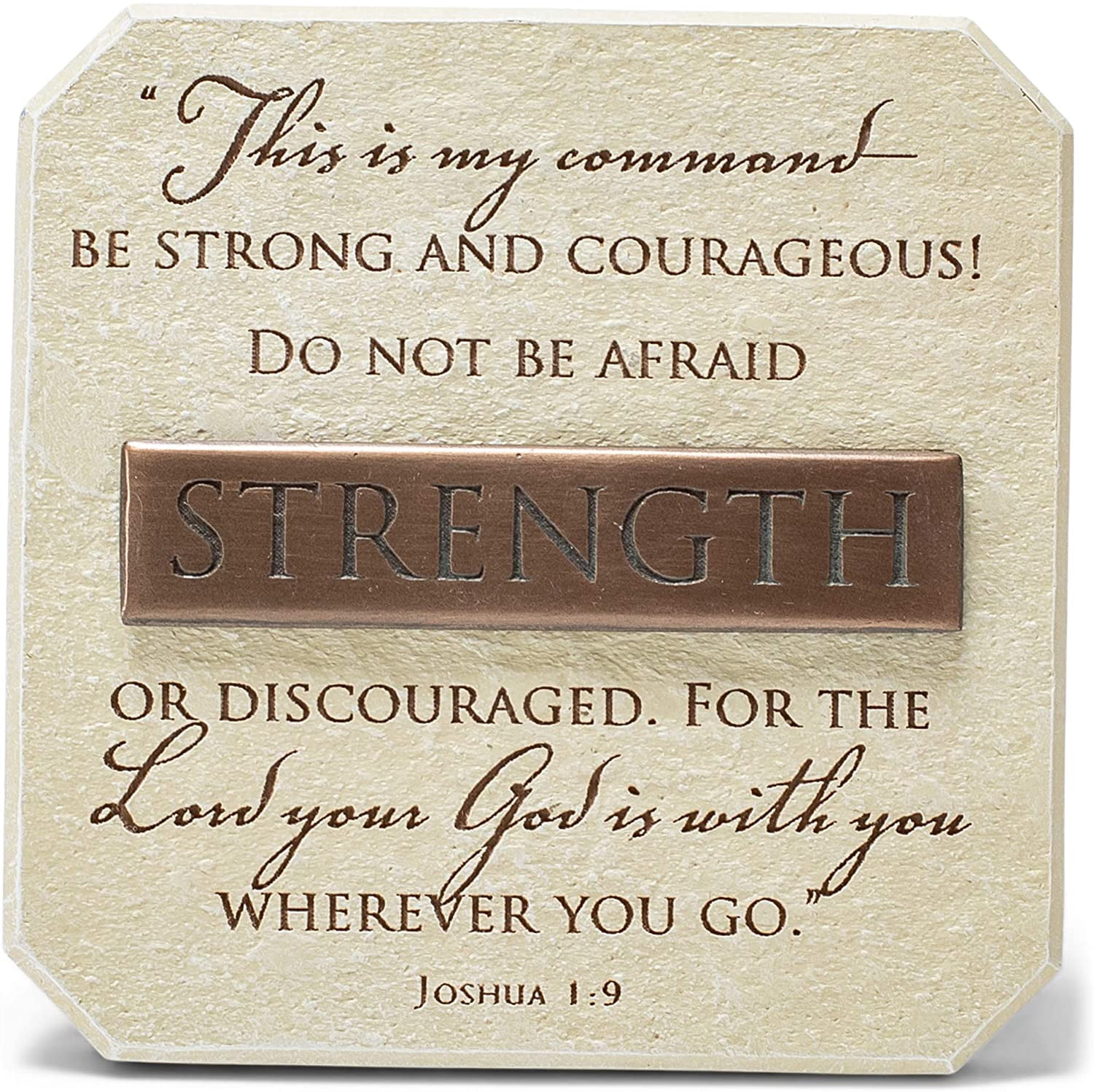 Lighthouse Christian Products Strength He is with You Sandstone 3.75 x 3.75  Cast Stone Bronze Title Bar Plaque, Lighthouse Christian Products bronze..,  By Visit the Lighthouse Christian Products Store - Walmart.com