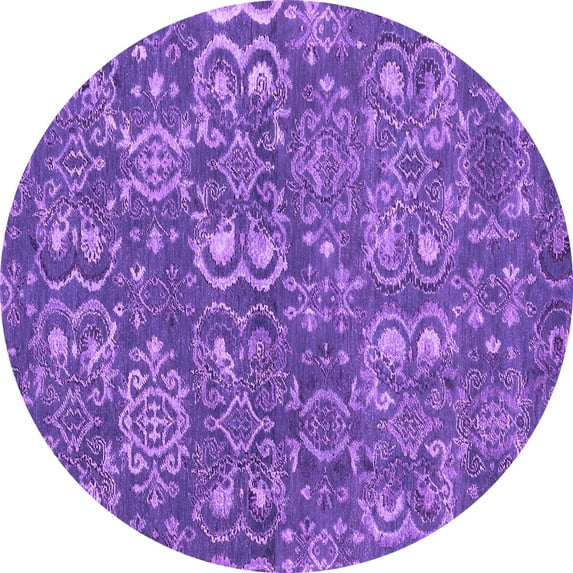 Ahgly Company Indoor Round Abstract Purple Contemporary Area Rugs, 6' Round