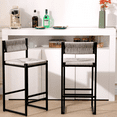 thumbnail image 2 of ENYOPRO Bar Chairs Set of 2, Counter Height Bar Chairs for Kitchen Counter, Paper Rope Weave Kitchen Chairs with Metal Legs, Bar Chairs for Restaurant, Coffee Shop, Gray, 2 of 8