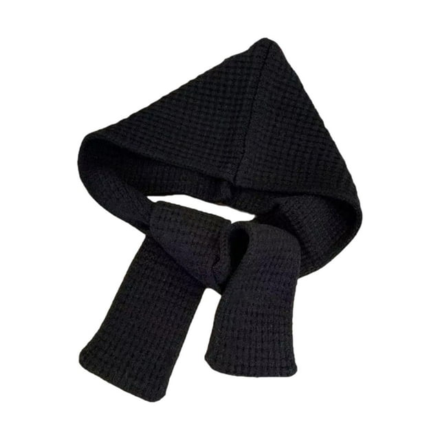 Bufanda con capucha, suave, para el cuello, para mujer, otoño negro