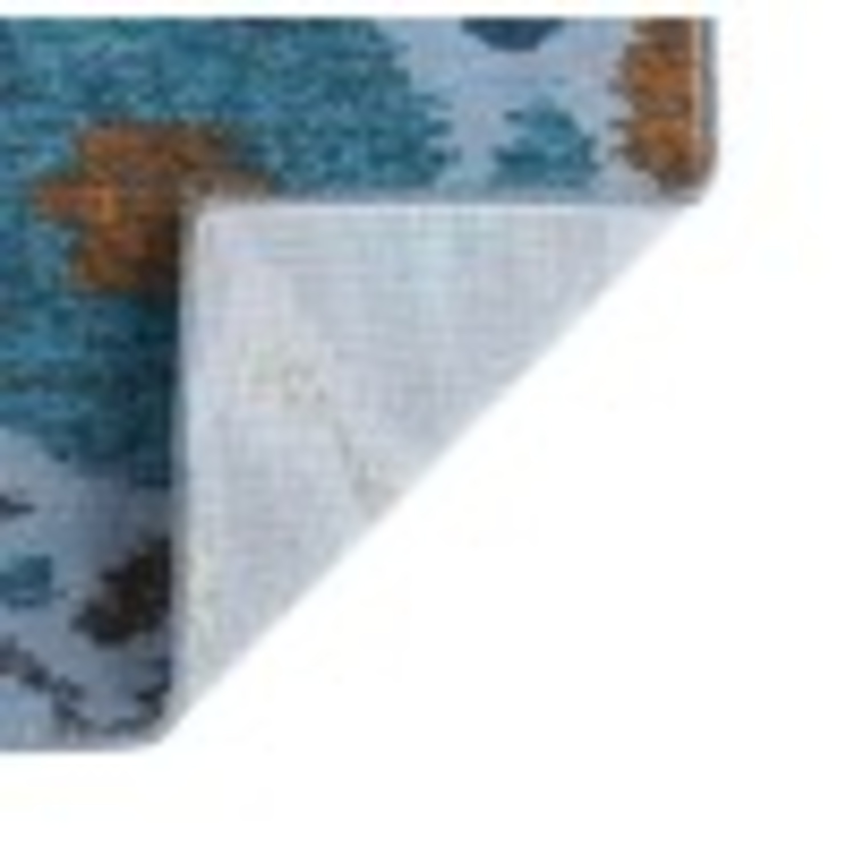 Transitional 8x11 Area Rug (7'10'' x 10'3'') Abstract Aqua, Gold Living Room Easy to Clean