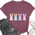 thumbnail image 4 of Mifsaly Short Sleeve T-Shirts Women Relaxed Fit Multi Pastel Bunnies Graphic Cotton tops Soft Breathable Casual Summer Basic Tees XL, 4 of 6