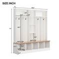 thumbnail image 5 of Modern Hallway Coat Rack Freestanding with 8 Hooks and Shoe Cubbies, Corner Hall Tree with Bench and Shoe Storage for Entryway, Wood Entryway Bench for Hallway, Living Room, Mudroom, 5 of 7