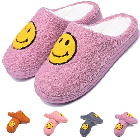 

Smiley Face Slippers for Kids/Children Anti-Slip Soft Plush Comfy Indoor Slippers