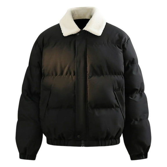 Mrmaere Men's Collar Puffer Jacket Quilted Warm Casual Coat for Winter Daily & Outdoor Wear Black L