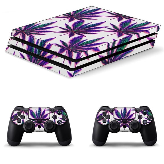 Decal Skin for PS4 Slim / PS4 Pro / PS4, Whole Body Vinyl Sticker Cover for Playstation 4 Console and Controller (Leafs Dark)