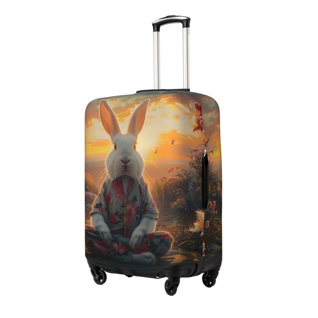 Fotbe Flower Meditating Rabbit Funda Protectora para Equipaje, Antirrayones y Resistente a la Suciedad, Compatible con Maletas de 18 a 32 Pulgadas-Large