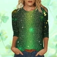 thumbnail image 2 of SELONE St. Patricks Day Womens Tops with 3/4 Sleeves Crewneck Shirts Star Pullover Holiday Outerwear Black XL, 2 of 7