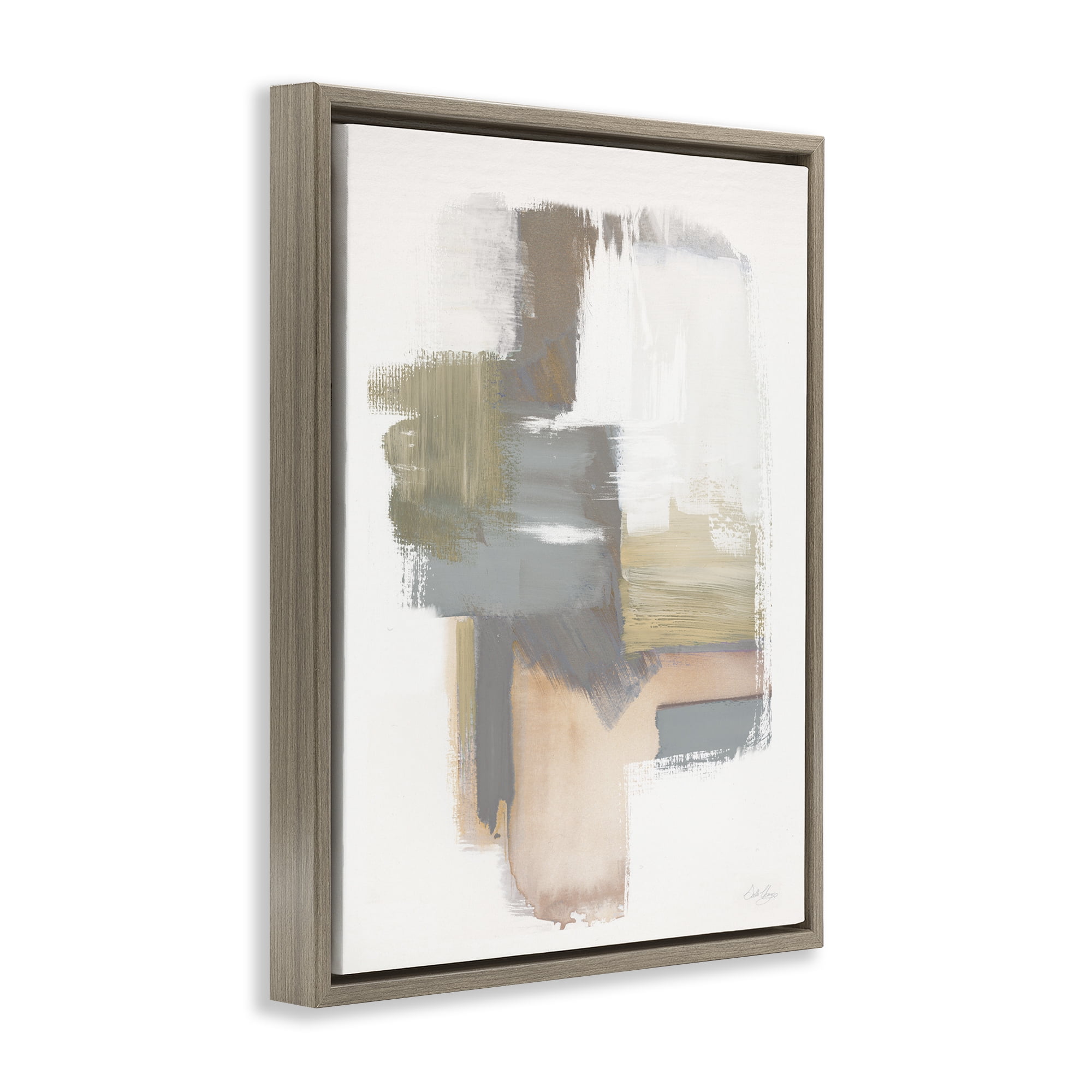 Stupell Industries Distorted Paint Strokes Abstract Painting Brown Floater Framed Canvas Art Print Wall Art, 17 x 21