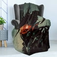 thumbnail image 4 of Fantasy Soft Flannel Fleece Blanket, Unusual Sinister Robotic Demon Character Futuristic Computer-Generated Cyber Print, Cozy Plush for Indoor and Outdoor Use, 60" x 80", Black Red, by Ambesonne, 4 of 5