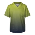 thumbnail image 3 of Domuza Mens Scrubs Top Gradient Tie-Dye Short Sleeve V Neck Nurse Uniform Loose Fit Comfy Soft Medical Scrub Tops with 3 Pockets Cyan S, 3 of 4