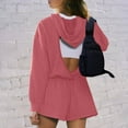 thumbnail image 6 of Cotton Backless Rompers for Women Long Sleeve with Hood Short Jumpsuits Spring Fall Casual Sportswear (XL, Hot Pink), 6 of 7