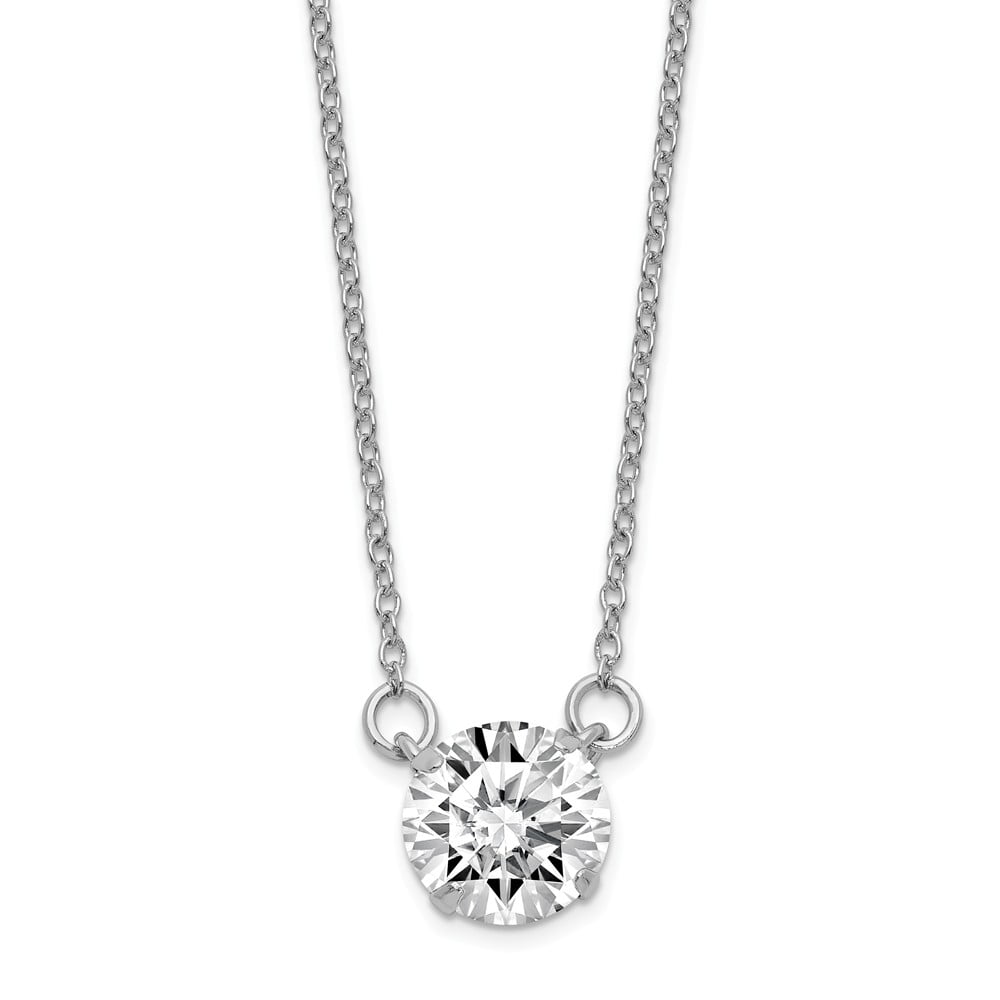 Jewelry 925 Sterling Silver Rhodium plated Crystal Necklace 16.5