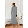 thumbnail image 5 of Oudiya Womens Long Nightgown Striped Nightshirt V-Neck Botton Down Loungewear Casual Sleepwear with Pockets, S-4XL, 5 of 6