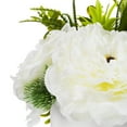 thumbnail image 2 of Enova Home Artificial 3 Larges Silk Peony Mixed with Greenery Faux Flowers Arrangement in White Ceramic Vase for Home Office Wedding Decoration (Cream), 2 of 3