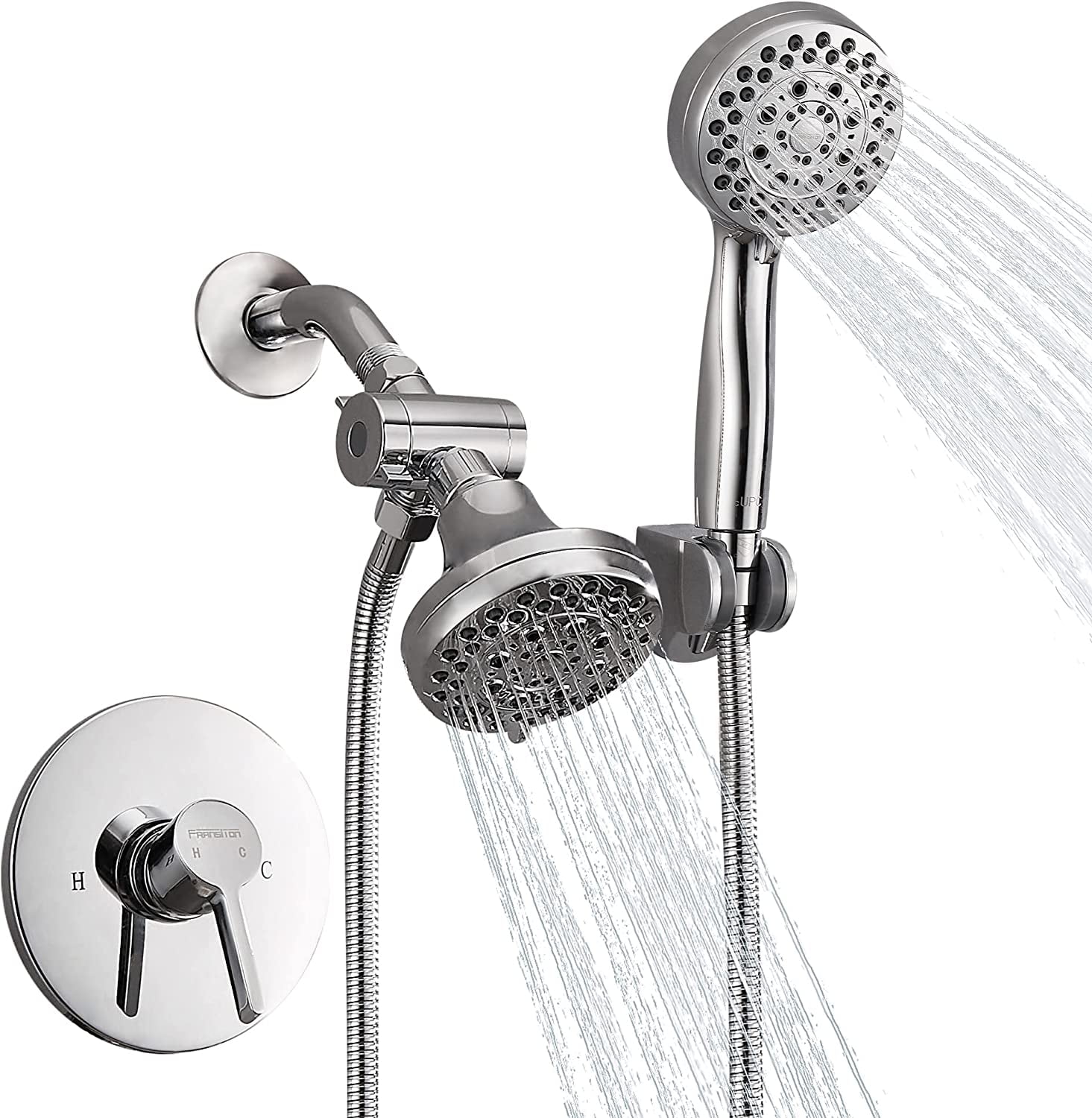 FRANSITON Shower Faucet System with Bathroom Spout Rain Shower Kit ...