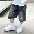 thumbnail image 2 of ZQUUVOU Kids Summer Denim Shorts 5 Inch Relaxed Fit Loose Jorts Soft Stretchy Casual Outdoor Comfortable Breathable Jeans Shorts Black, 2 of 6