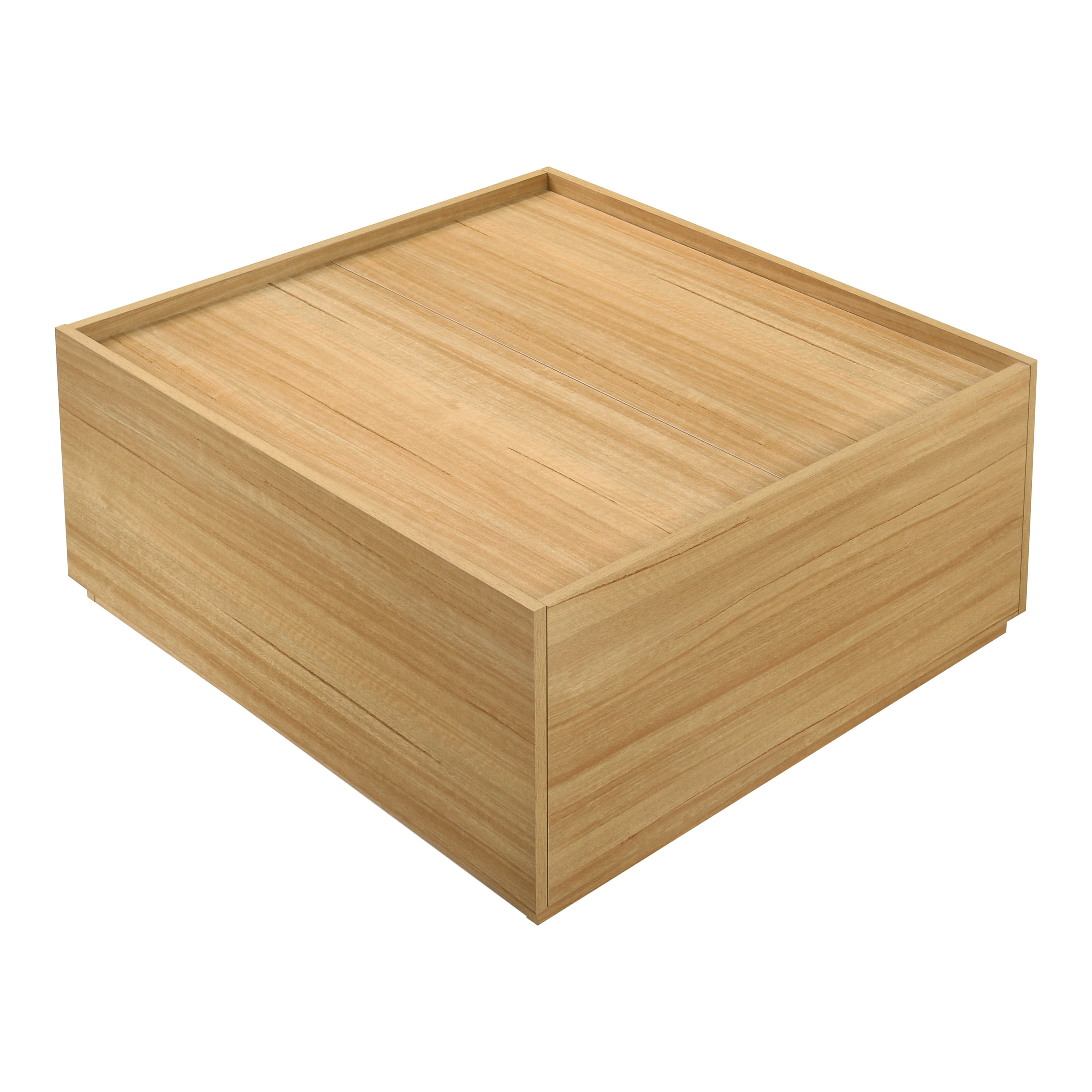 Furniture of America Afra Modern Wood 2-Drawer Square Storage Coffee Table, Natural