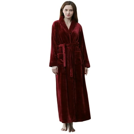 

Unisex Long Robe Soft Plush Plus Size Warm Comfy Bathrobe Sleepwear