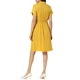 thumbnail image 3 of INSPIRE CHIC Women's Wear to Work Notched Lapel V Neck Elastic Waist Shirt Dress with Pockets XL Yellow, 3 of 5