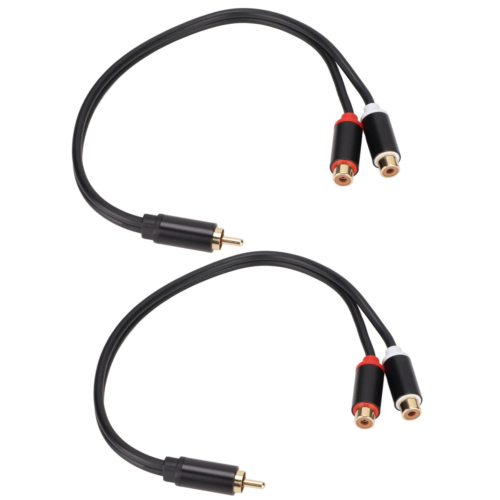 NFTIGB 2pcs RCA Splitter Cable 1 Male to 2 Female Stereo Gold Plated RCA Y Adapter Cable for HDTV Subwoofer