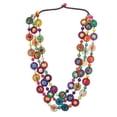 thumbnail image 1 of Collar estilo bohemio retro para mujer, con colgante de cuentas de madera tejidas a mano con forma de concha de coco, joyería de moda playera para damas y niñas (Patrón 6), 1 of 7