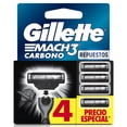 thumbnail image 1 of Cartucho de Rastrillo Gillette Mach3 Carbono con Carbón Activado 4 pzas, 1 of 5
