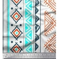thumbnail image 1 of Soimoi White Heavy Satin Fabric Aztec Geometric Decor Fabric Printed Yard 54 Inch Wide, 1 of 3