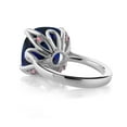 thumbnail image 2 of Gem Stone King 925 Sterling Silver Blue Created Sapphire and Pink Lab Grown Diamond Engagement Ring for Women (14.10 Cttw, 14MM Cushion, Size 8), 2 of 3