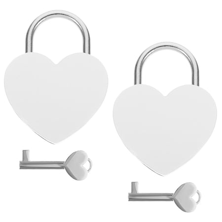 OUNONA 2 Sets Heart Lock Shaped Padlocks Gift for Couple Travel