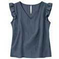 thumbnail image 3 of Women's Summer Tank Blouse Ruffle Sleeve Blouses Flowy Shirts Tunic Top Relaxed Fit Camisole Pullover Shirts Plus Size Shirts Loose Fit Cami Y2K Cute Tops V Neck Boho Shirts, 3 of 5