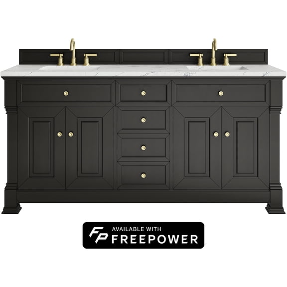 James Martin Vanities 547-V72-BKO-FENC Brookfield 72" Free Standing Double Basin Poplar