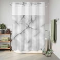 thumbnail image 6 of No Hook Shower Curtain with Built-in Rings - Black And White Washable Waterproof Fabric Bathroom Curtains for Hotel,Rentals, 72 X 84 Inch Extra Long , Abstract Marble Textured, 6 of 9