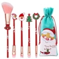 thumbnail image 1 of Juego De Brochas De Maquillaje Con Varita De Navidad, Brochas De Maquillaje Con Mango De Árbol De Navidad De Santa Elk De Dibujos Animados Para Rubor, Base, Cejas, Sombra De Ojos, Labios Cateissary HA038653-00, 1 of 6