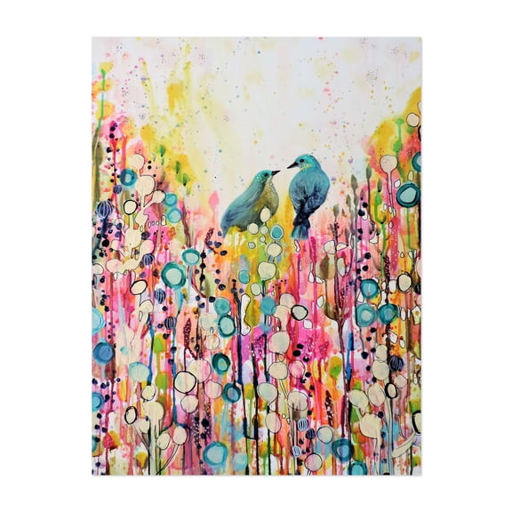 dans ce seul regard - Painting Watercolor Abstract Floral Bird Modern Art Nature Whimsical Unframed Wall Art Print 5 x 7 inches