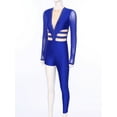 thumbnail image 5 of Linjinx Women Gymnastics Leotard Unitard Full Length One Piece Rhinestone Figure Ice Skating Jumpsuit Blue L, 5 of 7