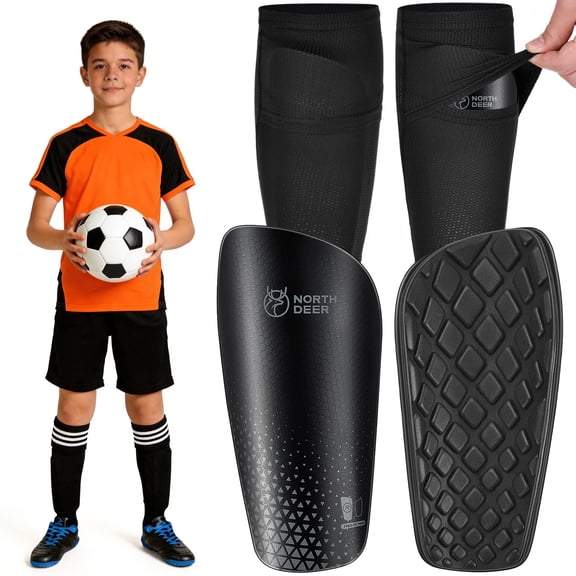 ARVIVO Soccer Shin Guards for Kids Adults M Protective Shin Guards with Insert Pocket for Skiing&Riding Black