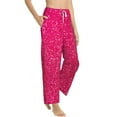 thumbnail image 3 of Cauagu Rose Red Glitter Pajama Pants for Women Loose Fit Wide Leg Trouser Pants Casual Elastic Waist Drawstring Lounge Pants, 3 of 6