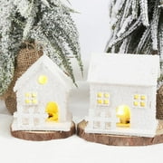 Clearance Item!Veeogra JOYWU Lighted Wooden Houses for Tabletop Decor 1 Pcs Village Houses with Snow And Led 12cm Winter Village Accessories Set White Xmas House Figurine,Home Decor