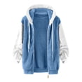 thumbnail image 4 of Durtebeua Fuzzy Warm Casual Loose Hooded Sweatshirt Hoodies Outerwear Jacket Women Full Zip Zipper Pocket, 4 of 5