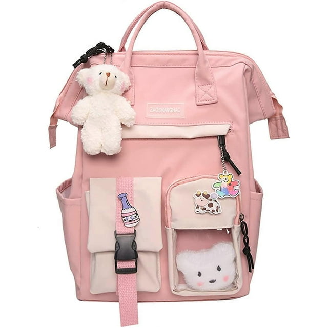 Kawaii Backpack with Kawaii Pin and Accessories Backpack Cute Aesthetic Backpack Cute Kawaii Backpack for School