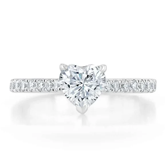 Spot Jewel 1.8 Ct Heart Cut White Diamond Ring for Her - 14K White Gold Plated Wedding Anniversary Ring - Women's Jewelry Engagement Silver Ring - Gorgeous Anniversary Gift for Her - Proposal Ring