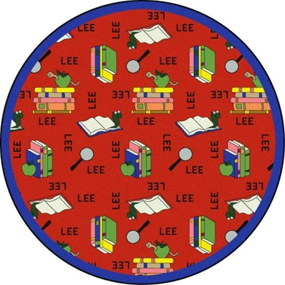 Kid Essentials Bookworm Language & Literacy Round Rugs  03 Red - 7 ft. 7 in.