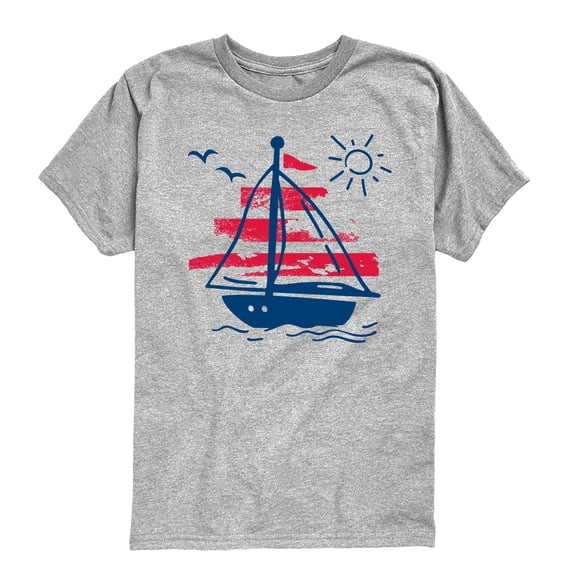 Instant Message - Sketch Sailboat Short Sleeve Graphic T-Shirt