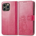 thumbnail image 2 of for iPhone 16 Pro Wallet Case, [Flower Embossed] Premium PU Leather Flip Protective Case Cover with Card Holder and Stand with Wrist Strap for iPhone 16 Pro, Rose, 2 of 6