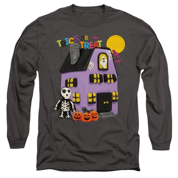 Play Doh Trick Or Treat Long Sleeve Adult 18/1 T-Shirt Charcoal